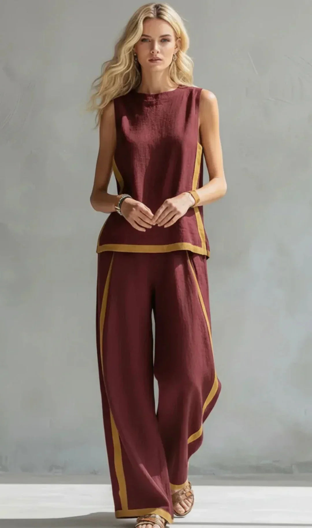 Petra | Smart-Casual Sæt med Vest og Bukser med Tokantet Finish