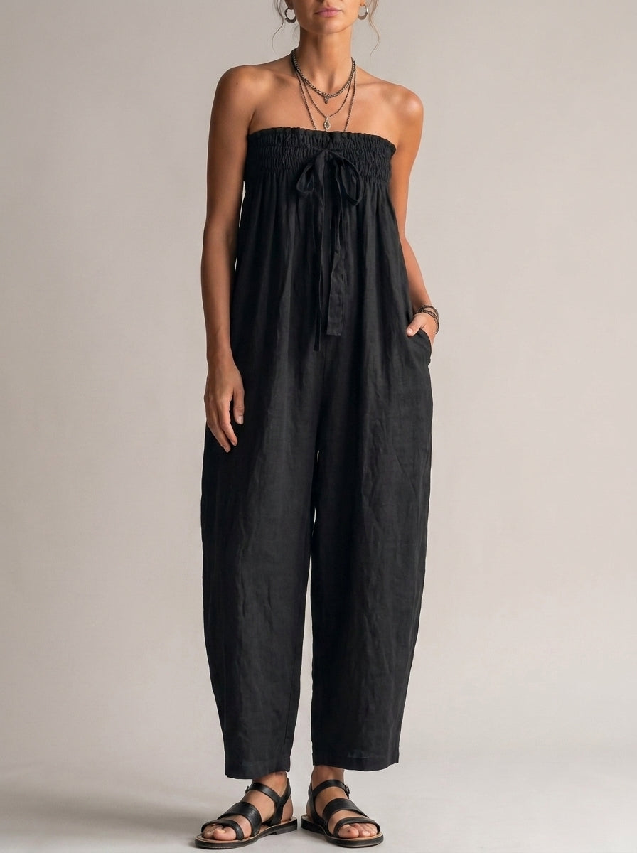 Nora | Stropløs Hør-Jumpsuit