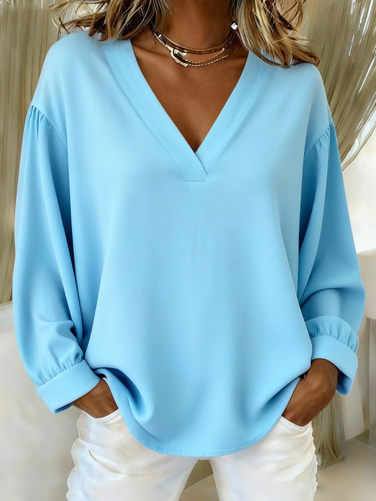 Lunaria™ – Blød Bluse med Rynkede Manchetter