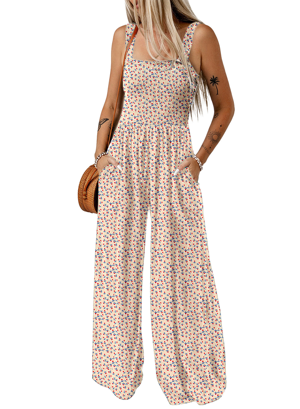 Boho jumpsuit med vide ben