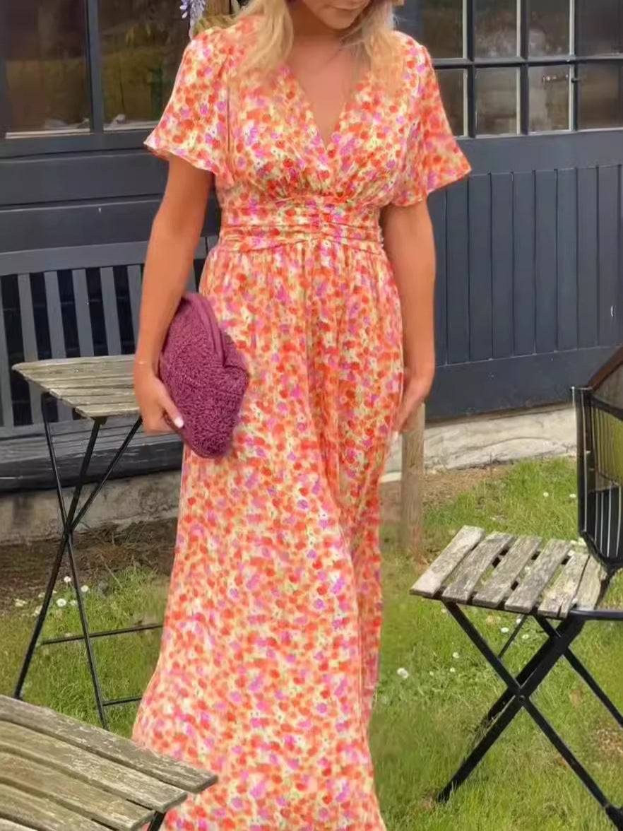 Anna | Lang luftig blomsterkjole
