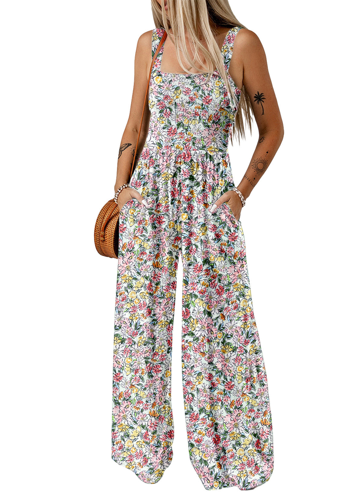 Boho jumpsuit med vide ben