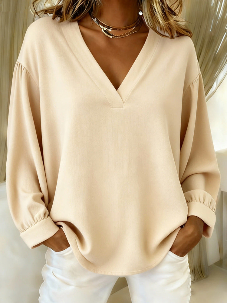 Lunaria™ – Blød Bluse med Rynkede Manchetter