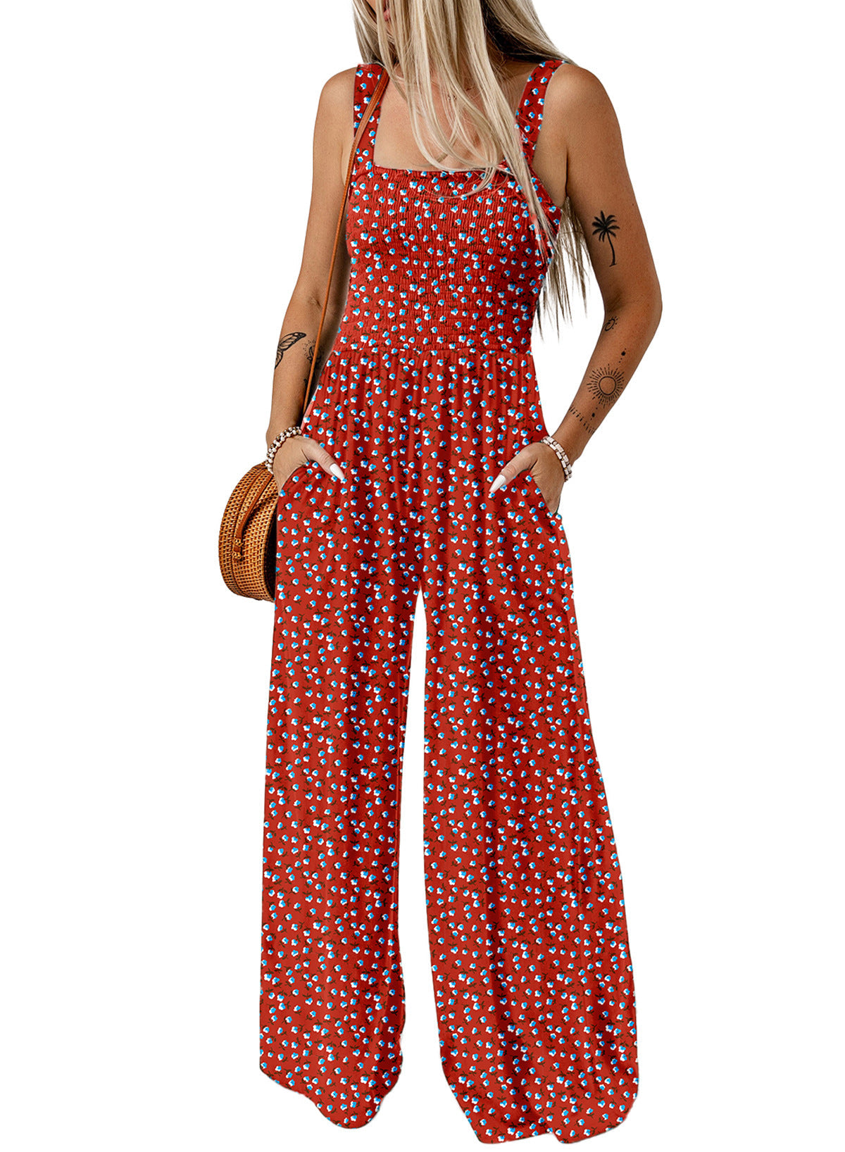 Boho jumpsuit med vide ben