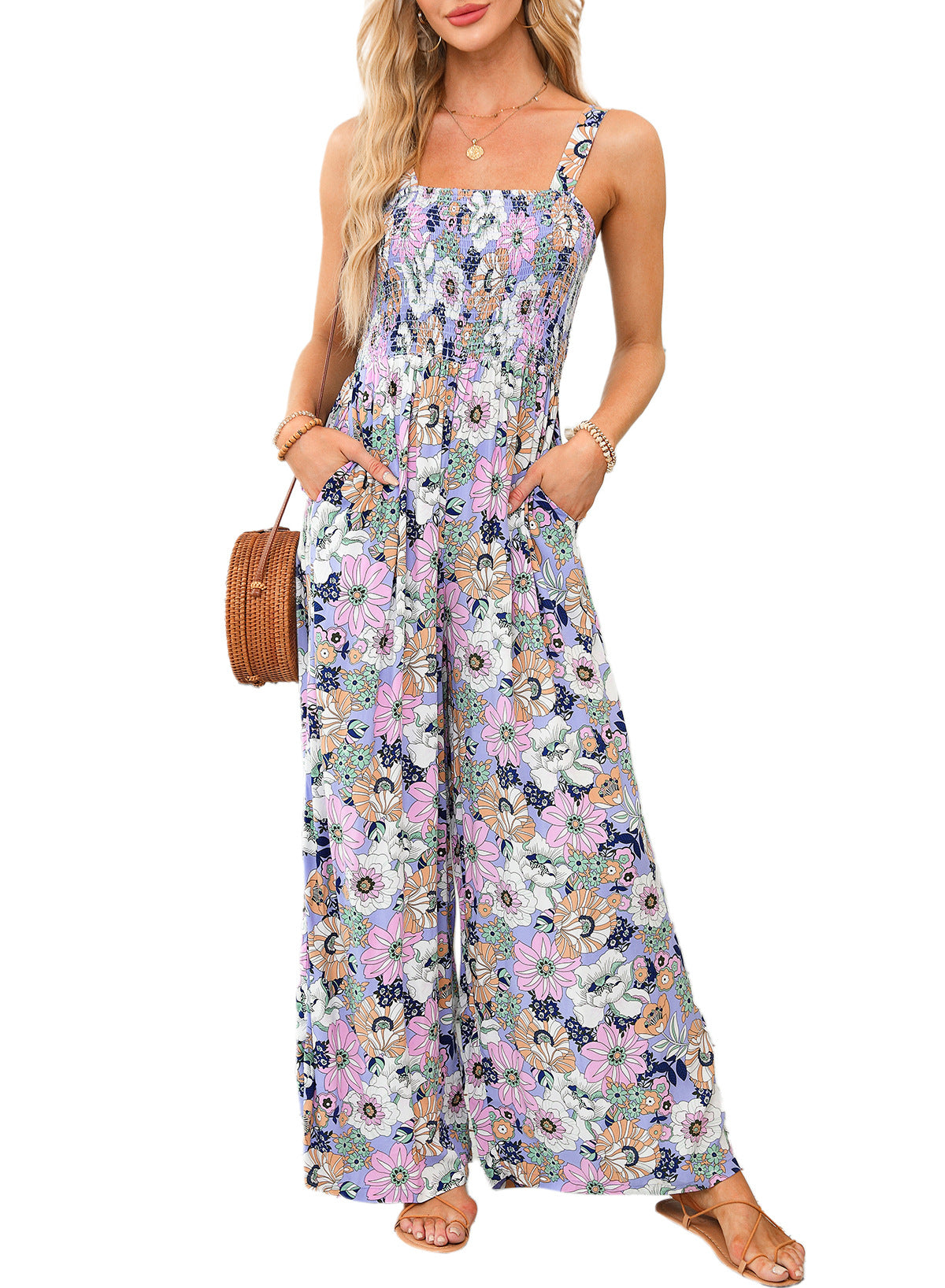 Boho jumpsuit med vide ben