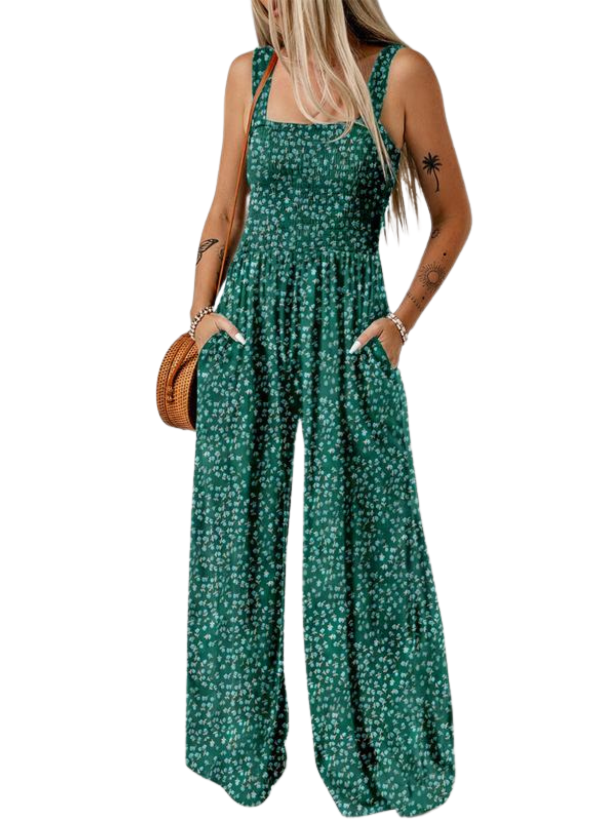 Boho jumpsuit med vide ben