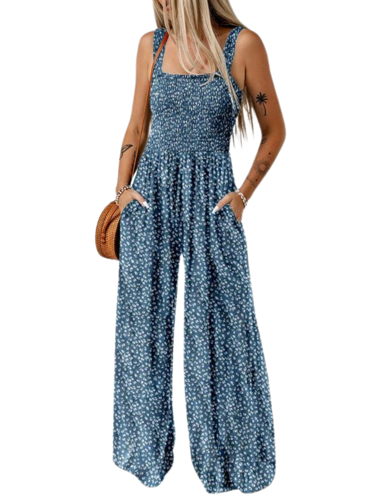 Boho jumpsuit med vide ben