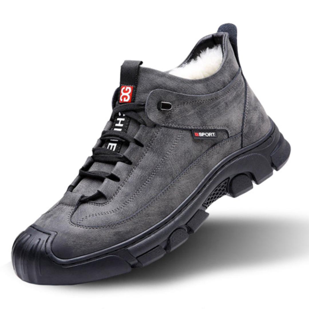 Læder-herresneaker med for i kunstuld