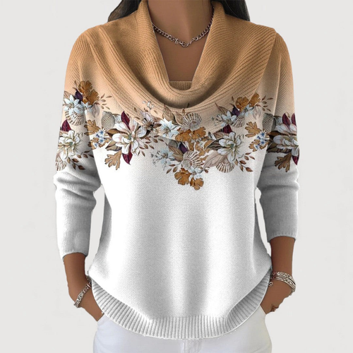 Alora | Blomstersweater med blød halsudskæring