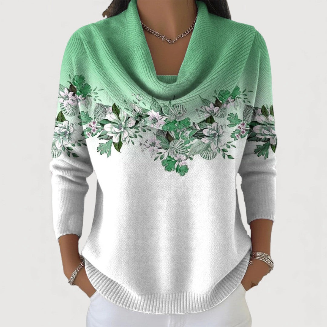 Alora | Blomstersweater med blød halsudskæring