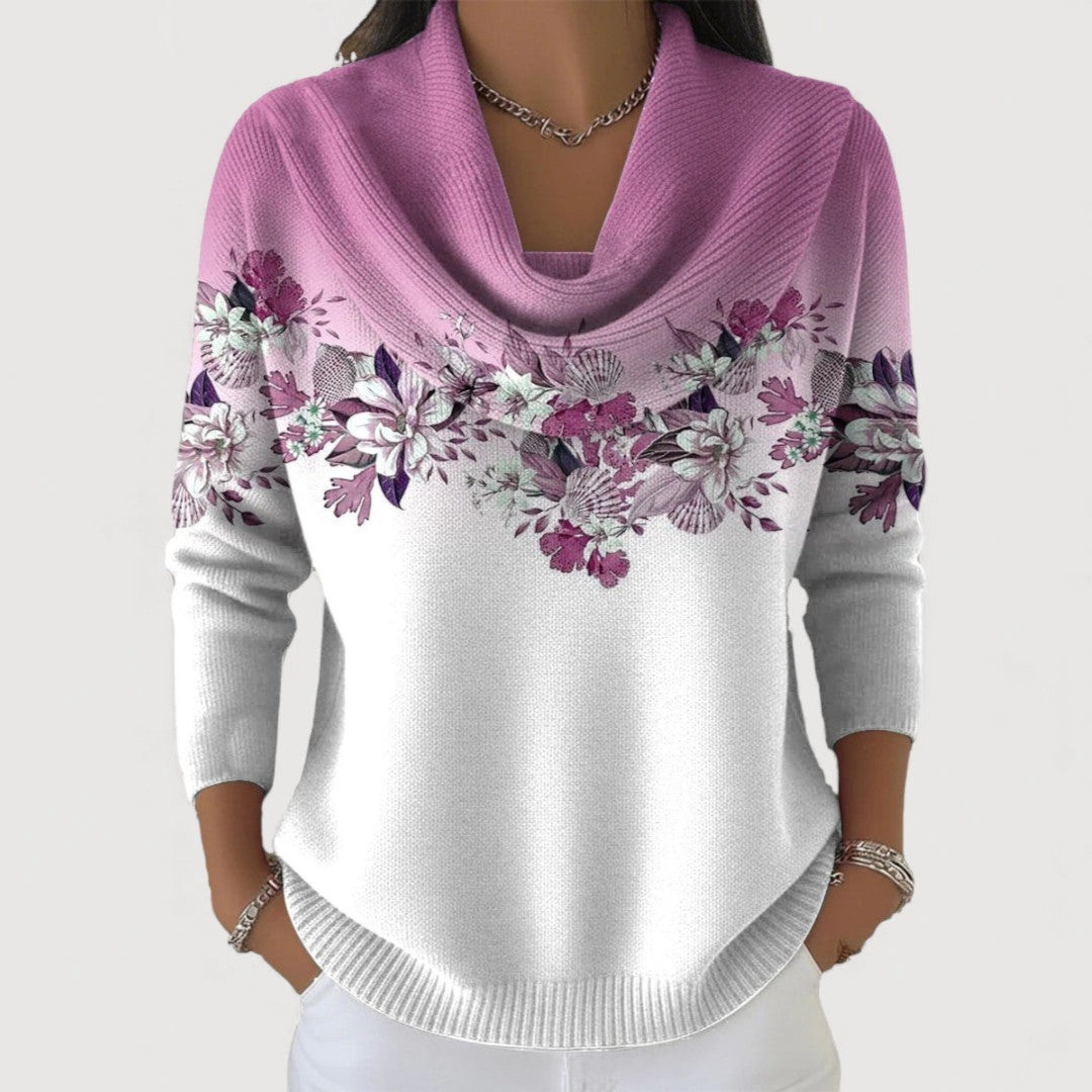 Alora | Blomstersweater med blød halsudskæring