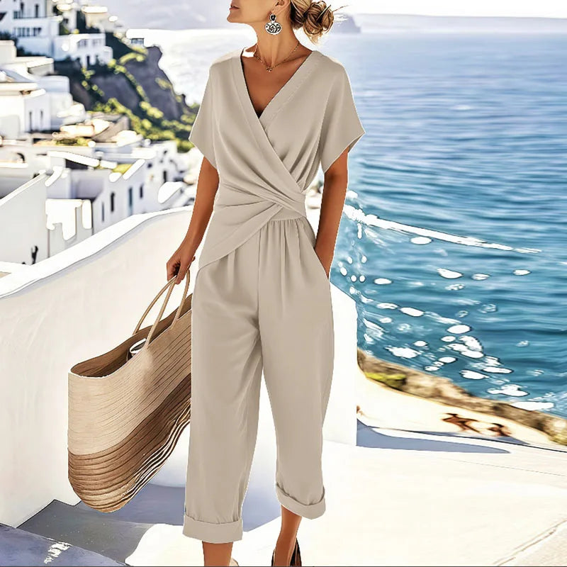 Lucia | Sommer Jumpsuit med V-hals og Slå om-look