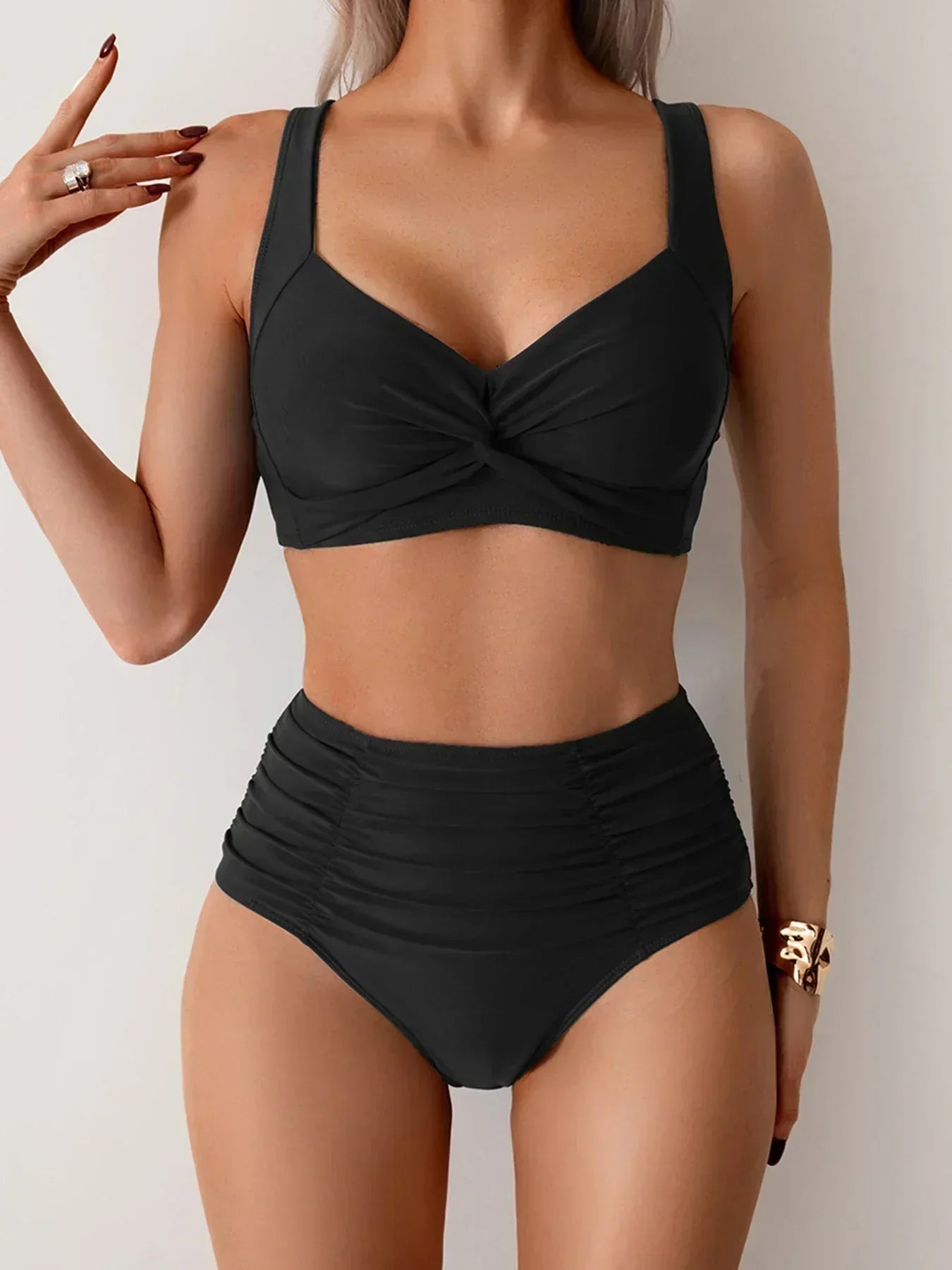 Lotte | Bandeau-bikini med krøllet stof