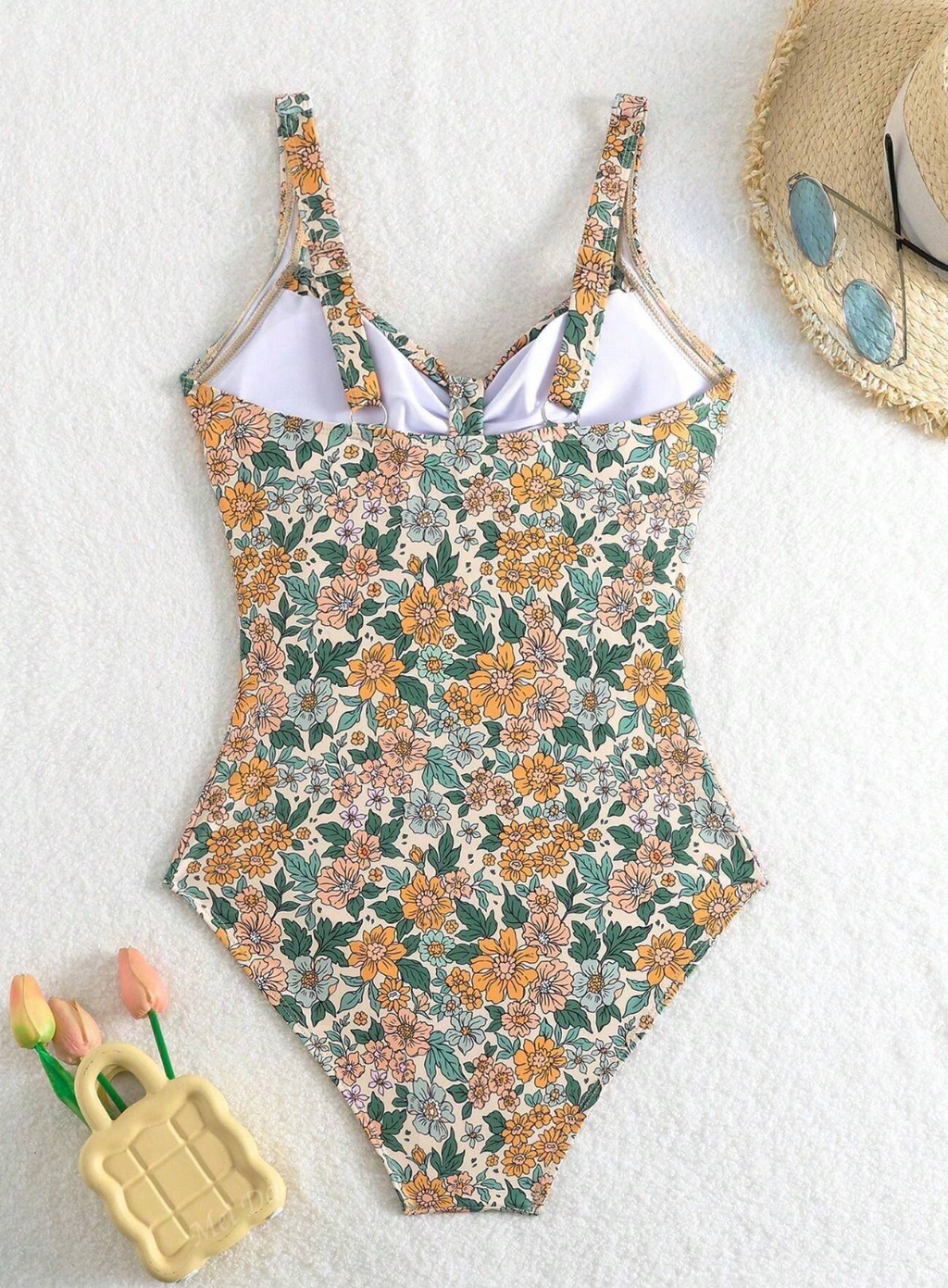 Luísa - badedragt med halterneck og blomsterprint