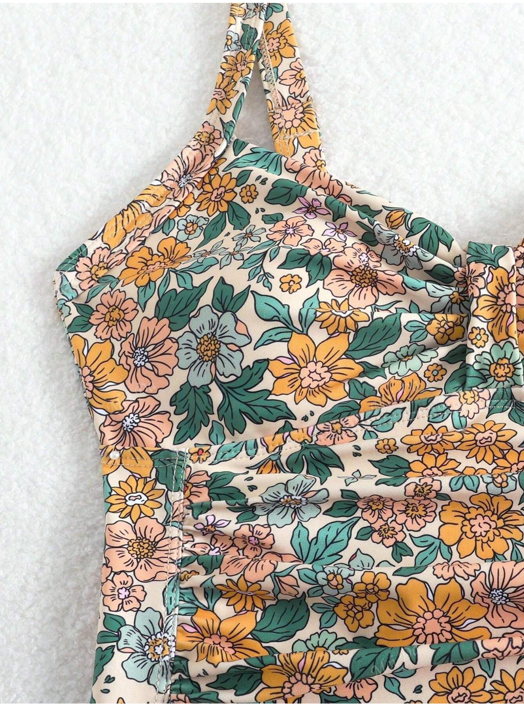 Luísa - badedragt med halterneck og blomsterprint