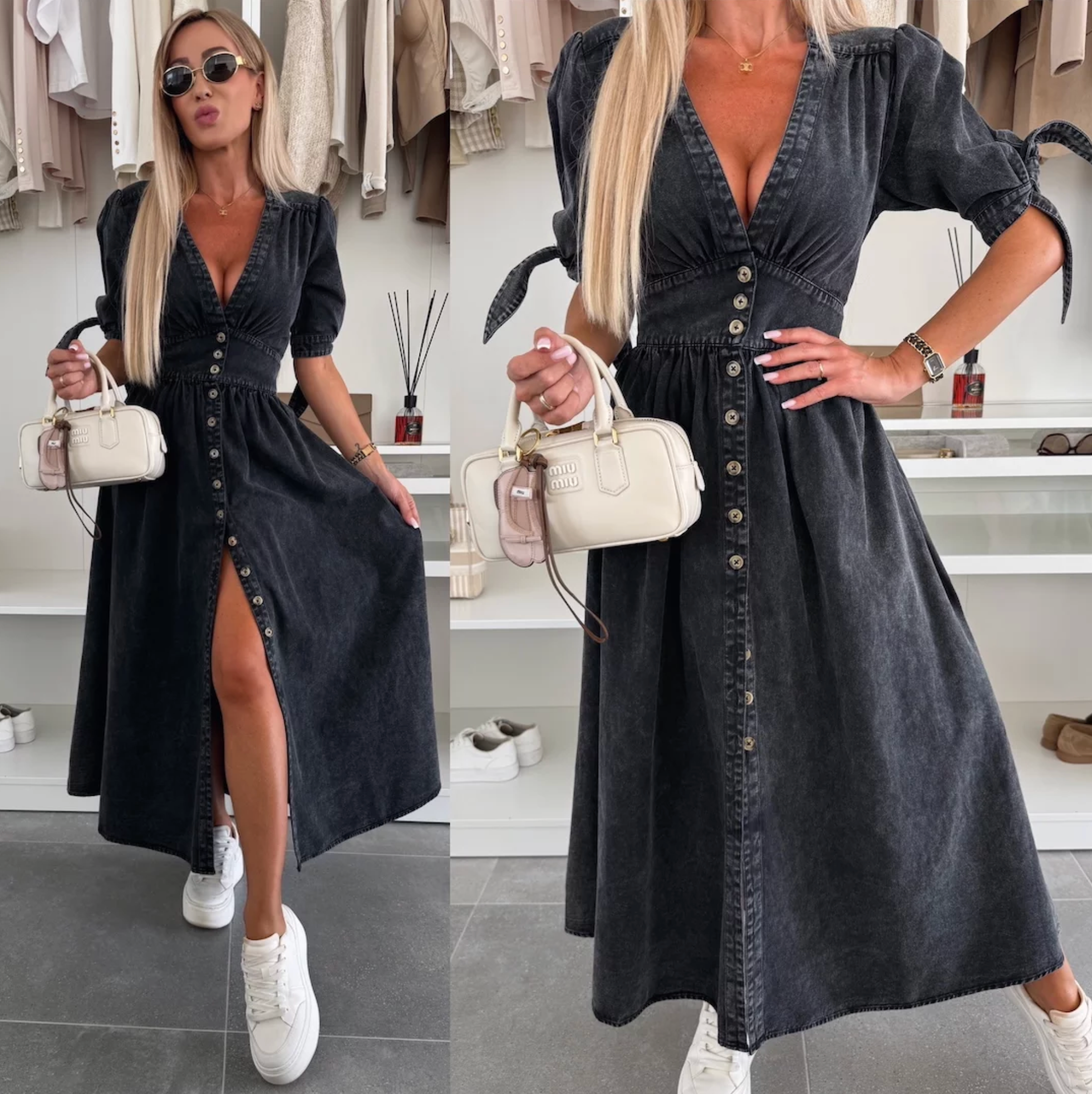 LALUNA® | STRÅLENDE DENIMKJOLE