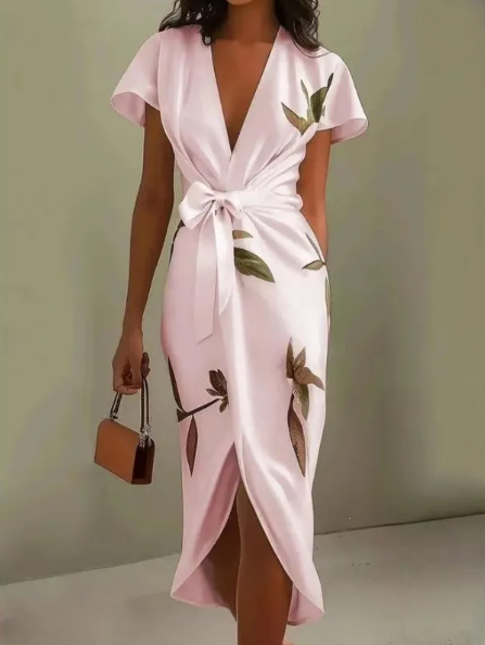 Elin™ | Elegant slå-om-kjole med blomsterprint