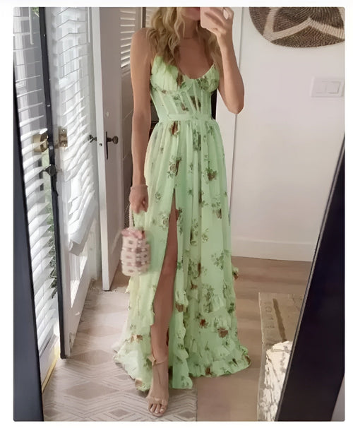 Anna | Lang blomsterkjole