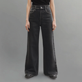 Laluna® | Sorte denim-jeans med brede ben