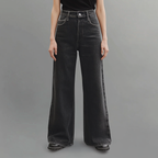 Laluna® | Sorte denim-jeans med brede ben