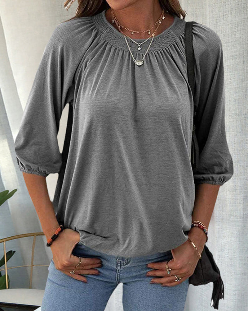 Ilse | T-shirt med rund hals og 3/4-ærmer