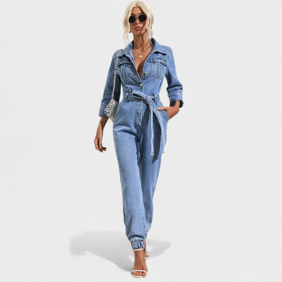Joana - Casual denim-overall med bælte til et moderne look