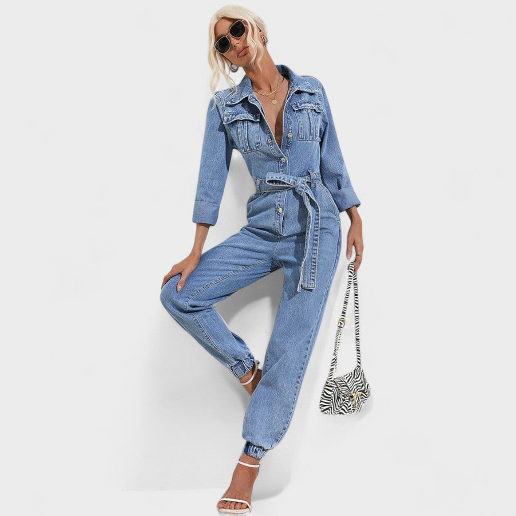 Joana - Casual denim-overall med bælte til et moderne look