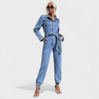 Joana - Casual denim-overall med bælte til et moderne look