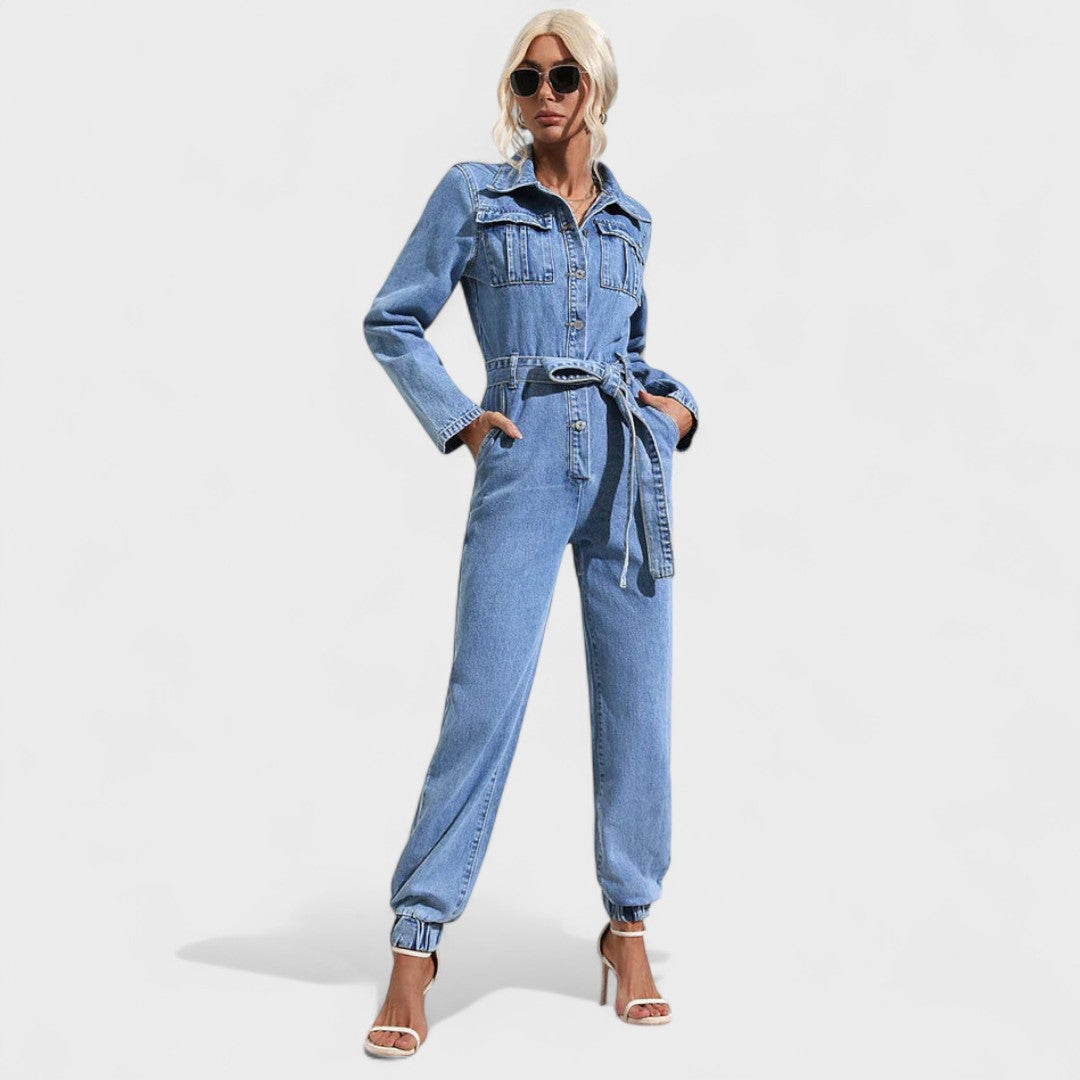 Joana - Casual denim-overall med bælte til et moderne look