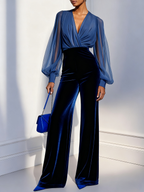 Parisa™ – Jumpsuit med V‑hals og lange ærmer