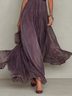 Flavia • Lang kjole med blondekant af chiffon