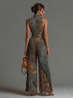 Ilse | Jumpsuit med flydende plisseringer og bohememønster