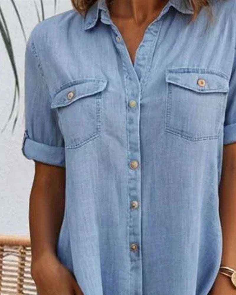 Nina | Afslappet denimkjole med krave