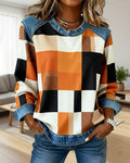 Huis Van Loon | Sweater med rombe-patchwork og kontrastfarve