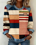 Laluna® | Farverig Stribet Sweater med Rund Hals