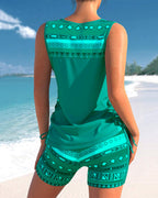 Márcia - tankini med geometrisk print