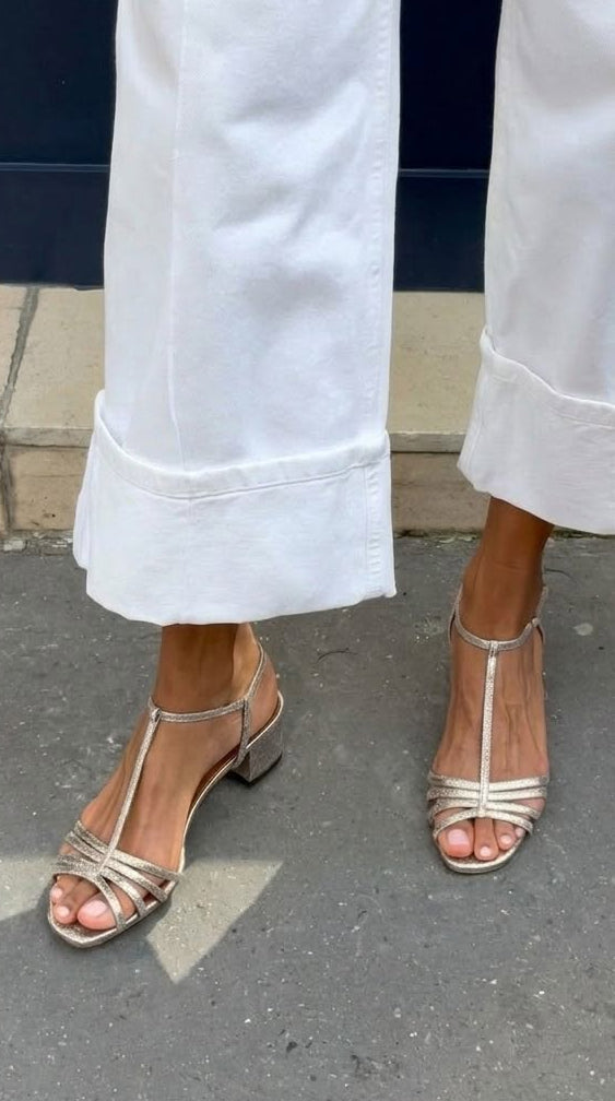 Allegra | Guldfarvede Hverdags Elegance Sandaler