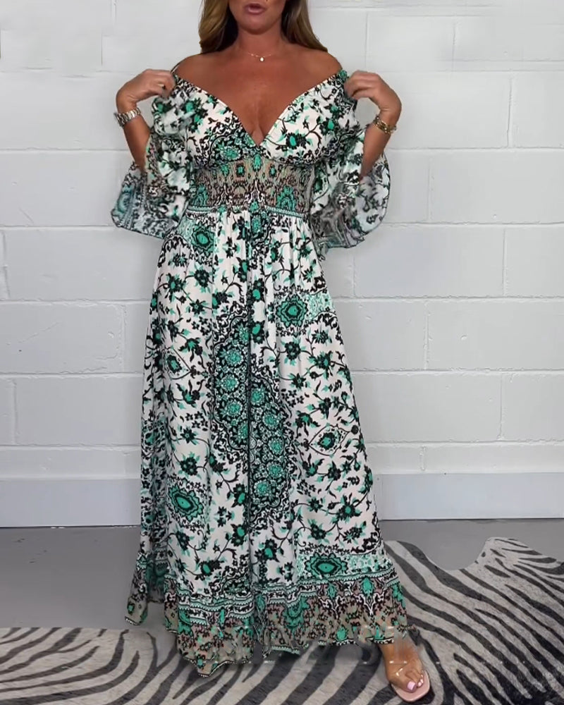 Sophie | Trykt Jumpsuit med Dyb V-hals