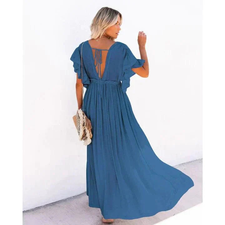 Anouk™ - Maxi marineblå Ibiza strandkjole