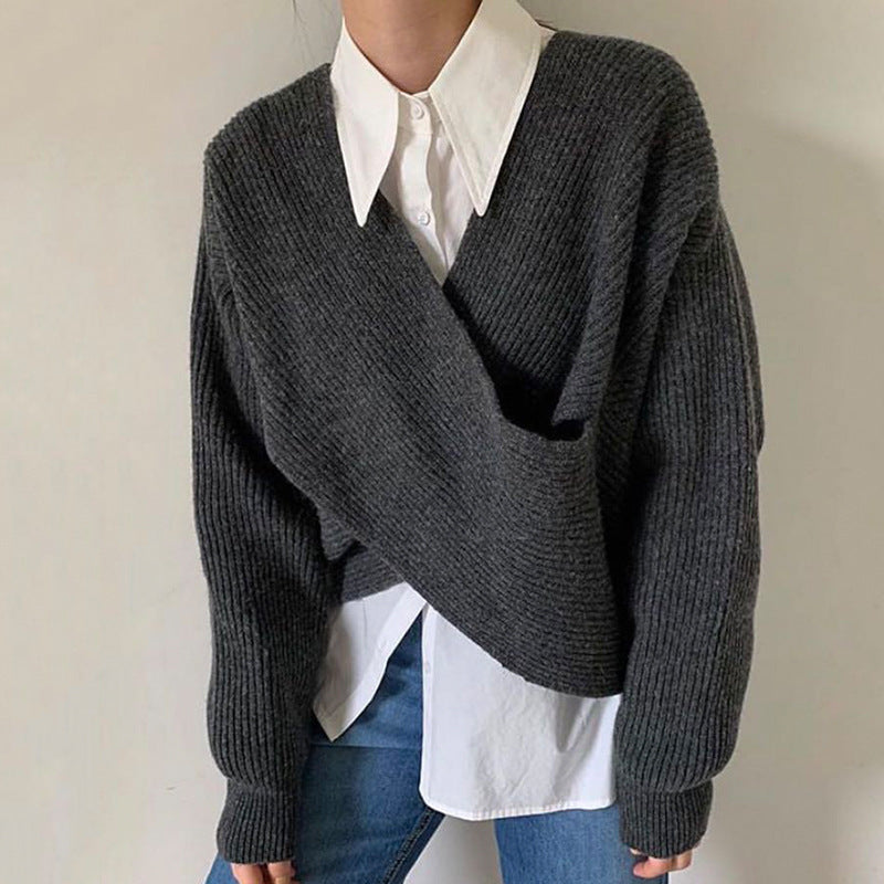 Iris | Elegant krydsstrikket sweater