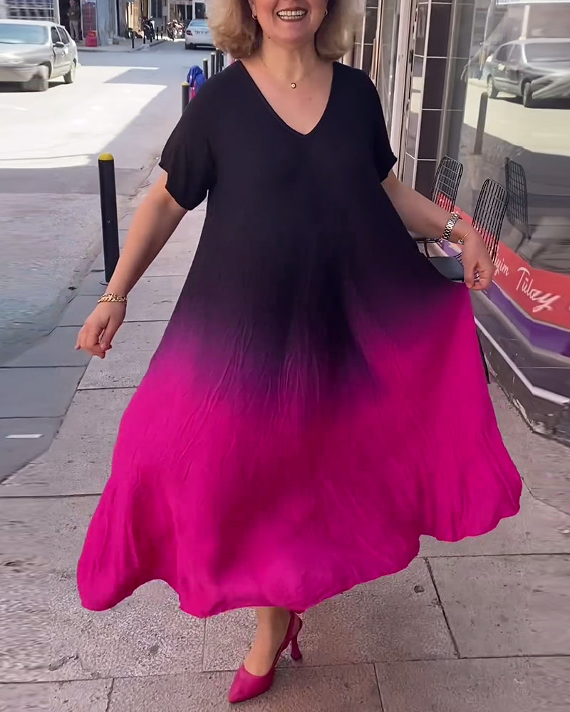 Anna | Casual plisseret Ombre-kjole