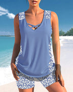 Márcia - tankini med geometrisk print