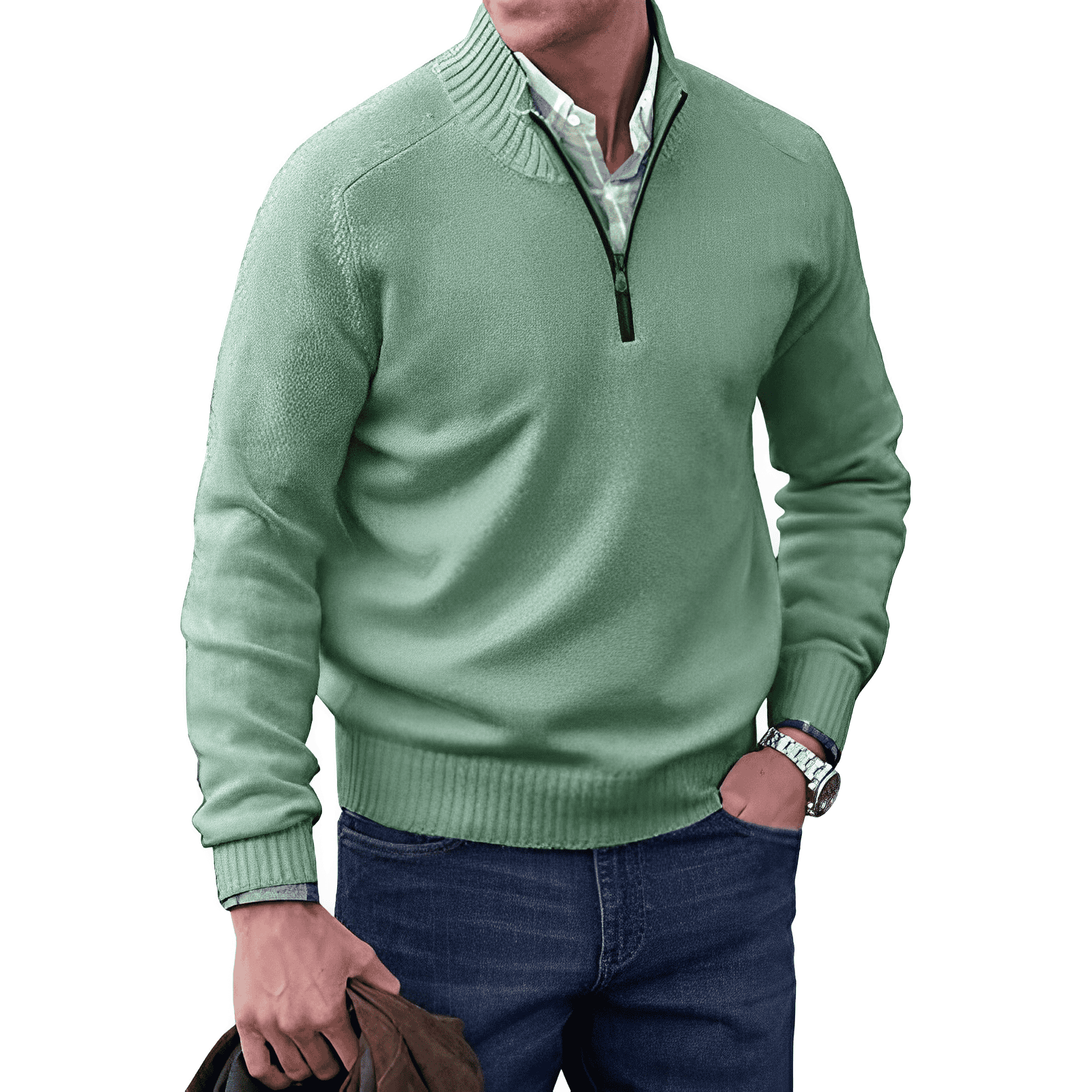 Bram | Elegant kashmir-sweater med lynlås