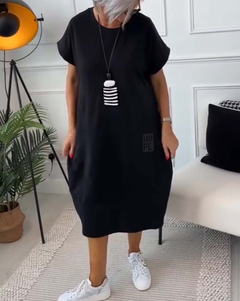 Enkel T-shirt til Fritid med Korte Ærmer