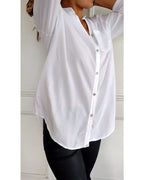 Nina | Casual top med pailletindsats og knapper