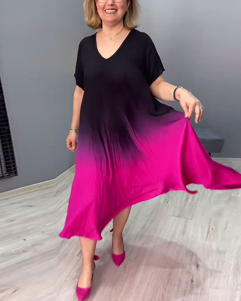 Anna | Casual plisseret Ombre-kjole