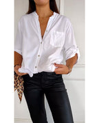 Nina | Casual top med pailletindsats og knapper