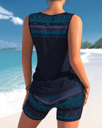 Márcia - tankini med geometrisk print