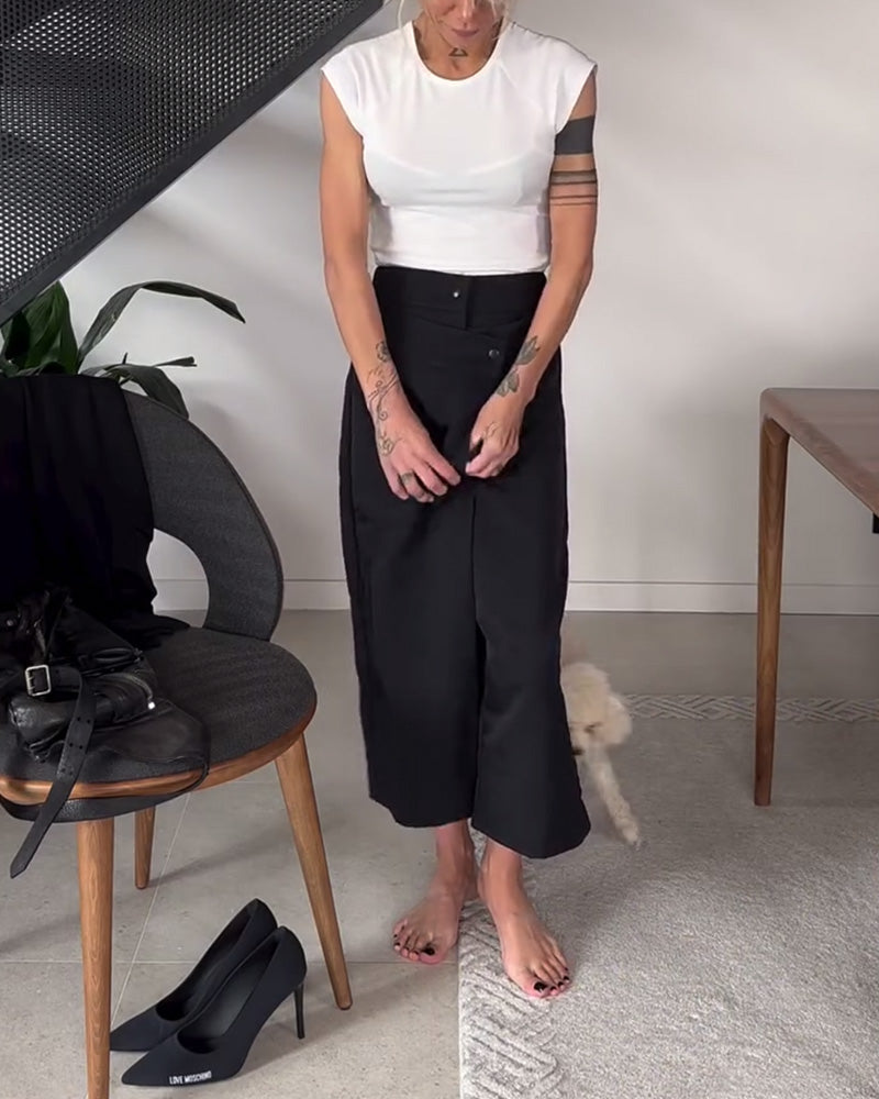 Femke | Ensfarvede Asymmetriske Casual Bukser