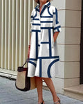 Tessa | Kjole med Lommer og Geometrisk Print